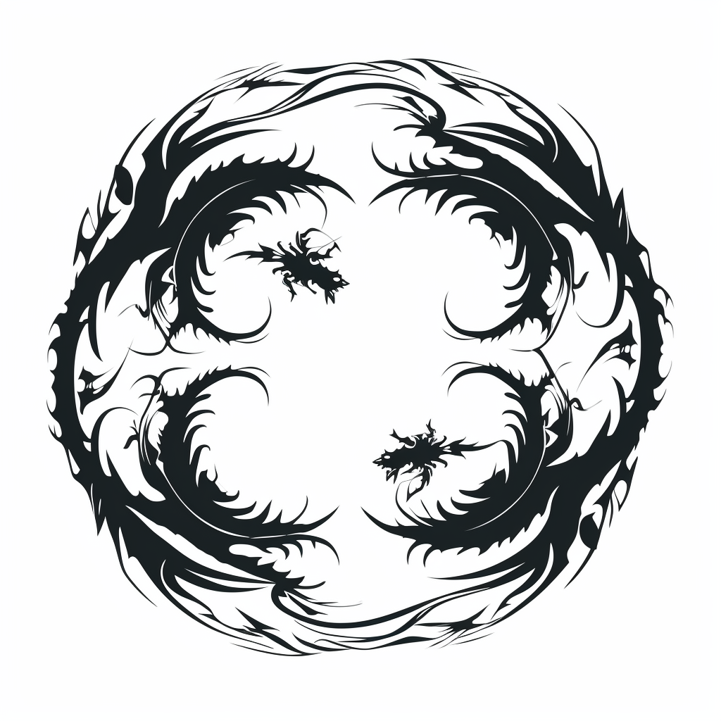 Dragon Circle on White Background