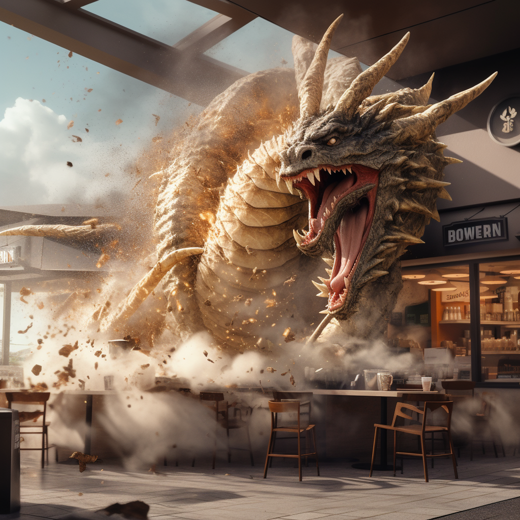 Massive dragon wreaking havoc on Starbucks