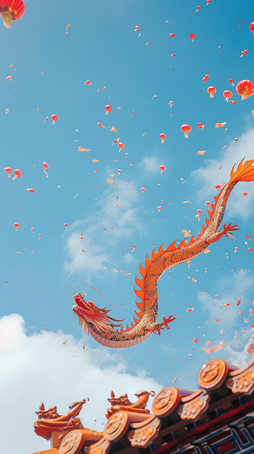 Dragon flying in the sky Lunar New Year