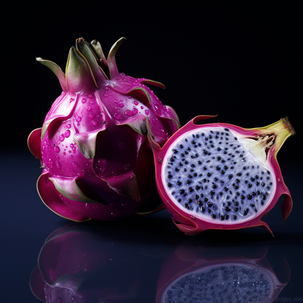 Dragon Fruit and Blueberries, Colorful and Fresh