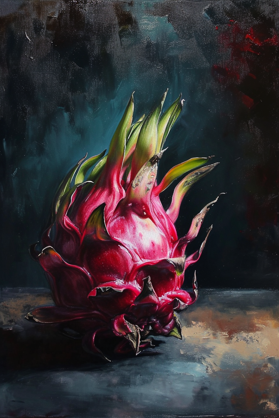 Beautiful dragon fruit oil painting