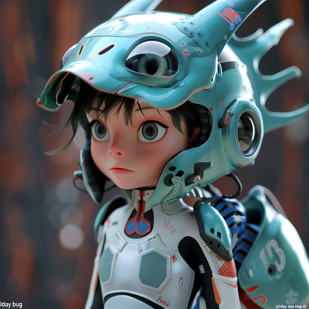 3D character dragon girl superhero