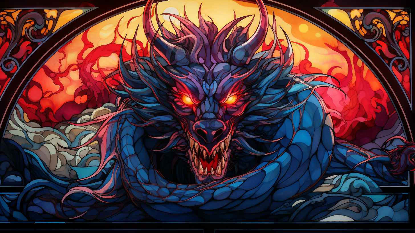 Majestic Dragon God Stained Glass