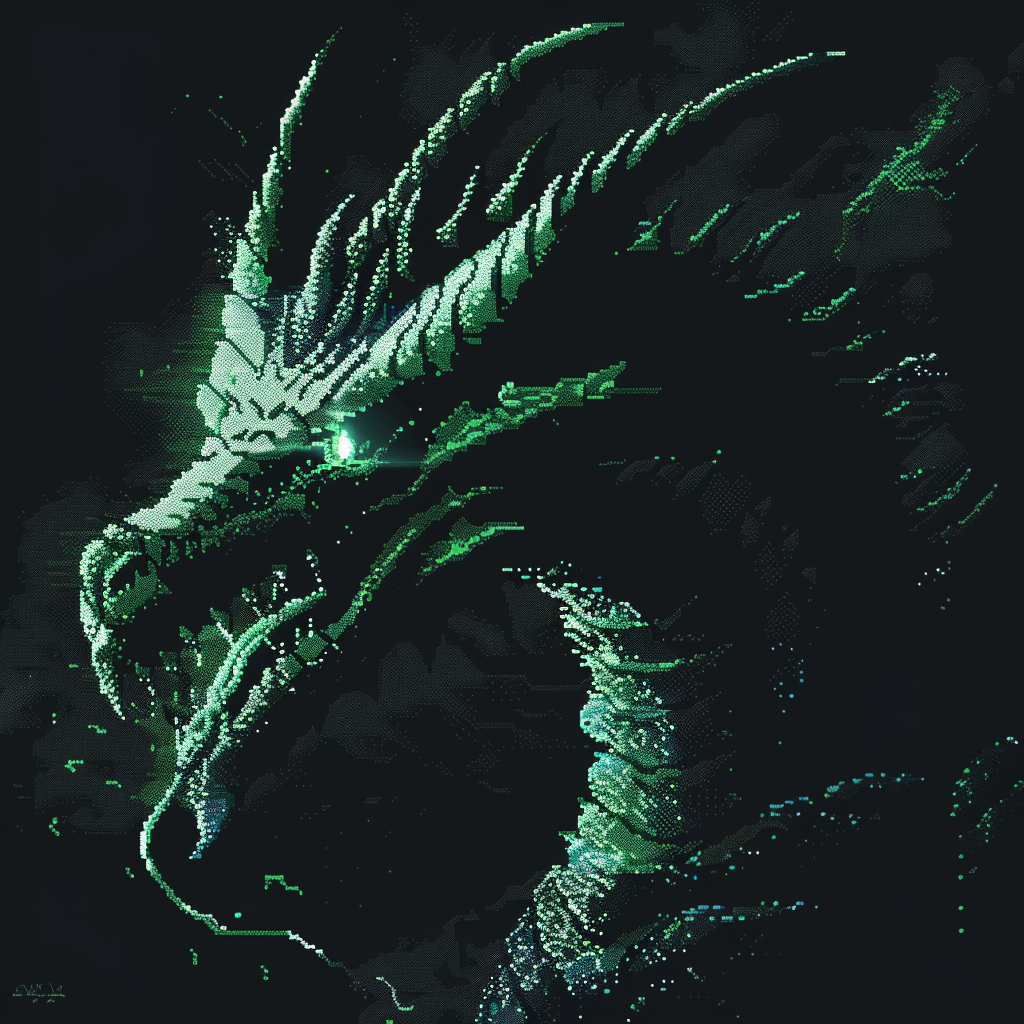 Dragon in Two Tone Pixel Graphics