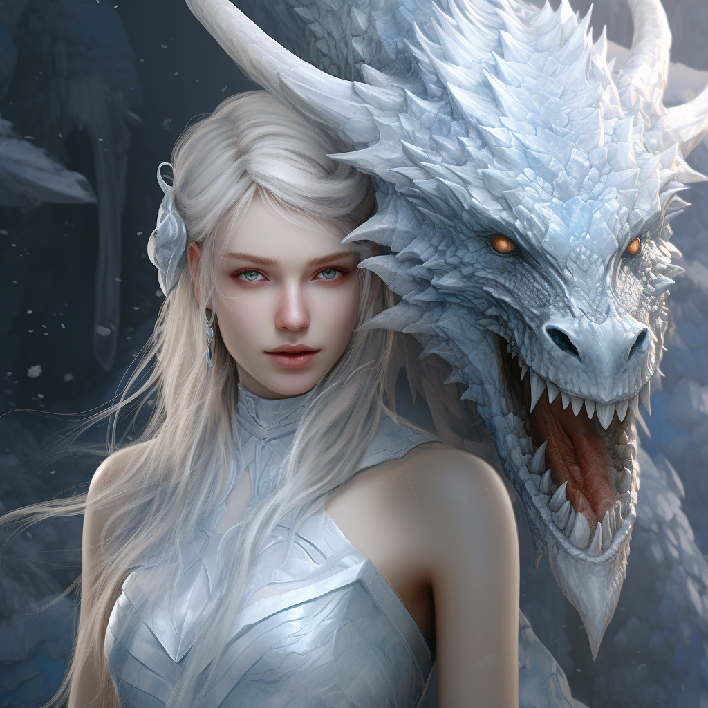 Beautiful dragon ice princess with horn