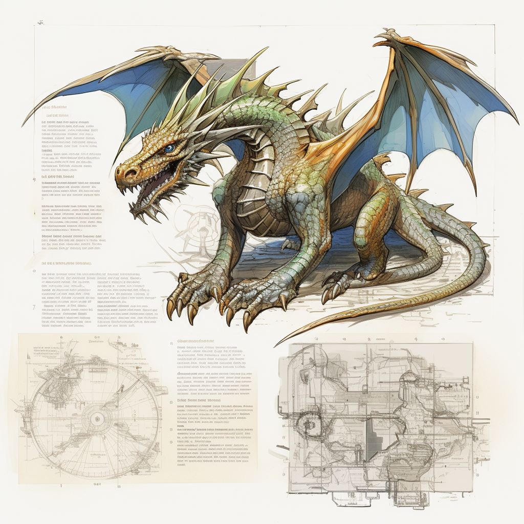 Dragon RPG Item Book Notes Sketch