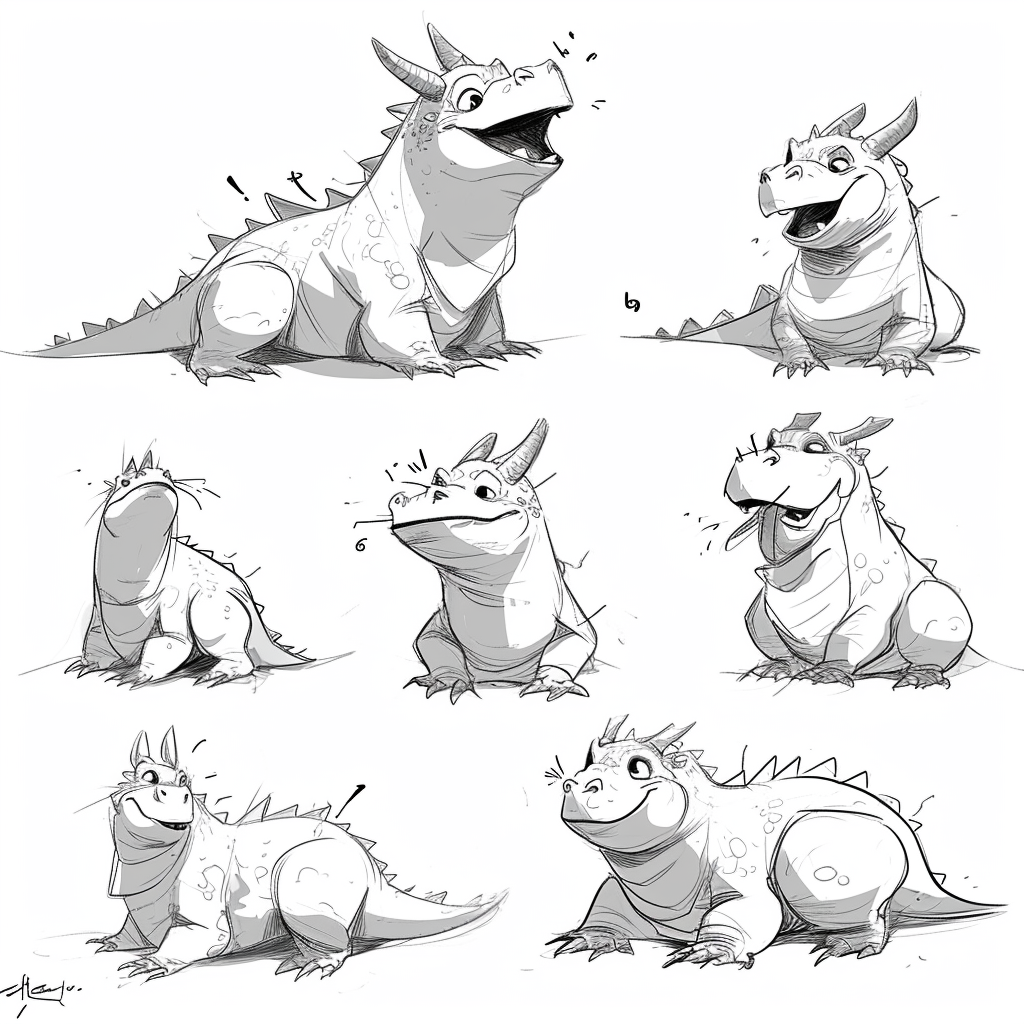 Dragon in six expressive poses