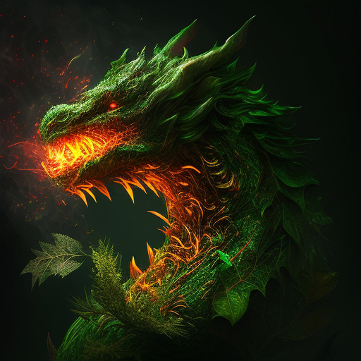 Majestic dragon with fiery green scales