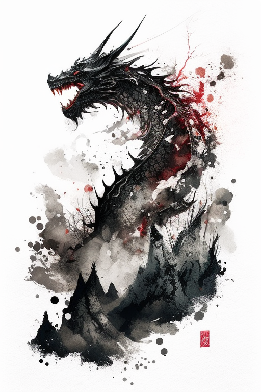 Dragon in Korea Style Ink Painting