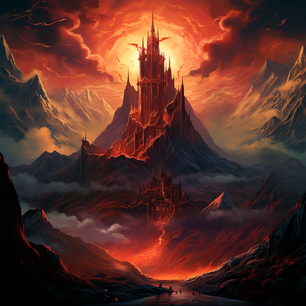 Stunning mountain with fiery dragon accents