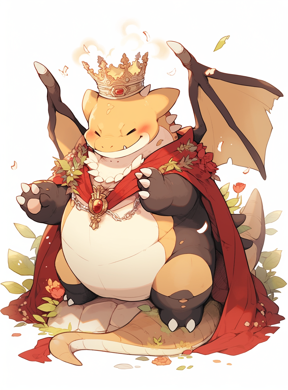 Noble dragon with crown and wings