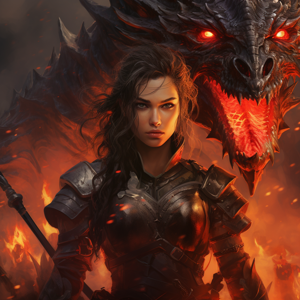 Female warrior with dragon transformation