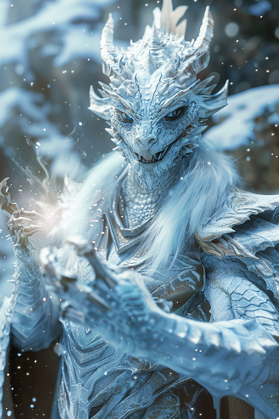 Dragonborn sorcerer casting Ray of Frost