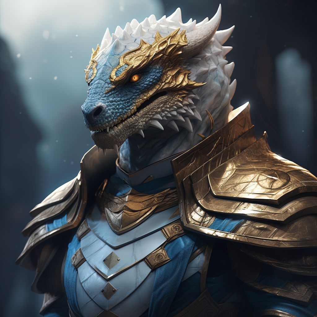 Powerful Dragonborn Warrior with Blue Eyes