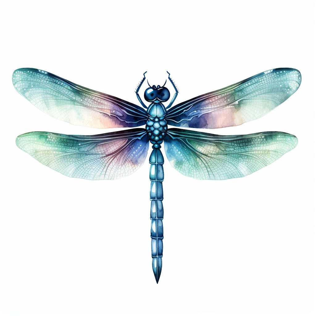 Dragonfly watercolor artwork on white background