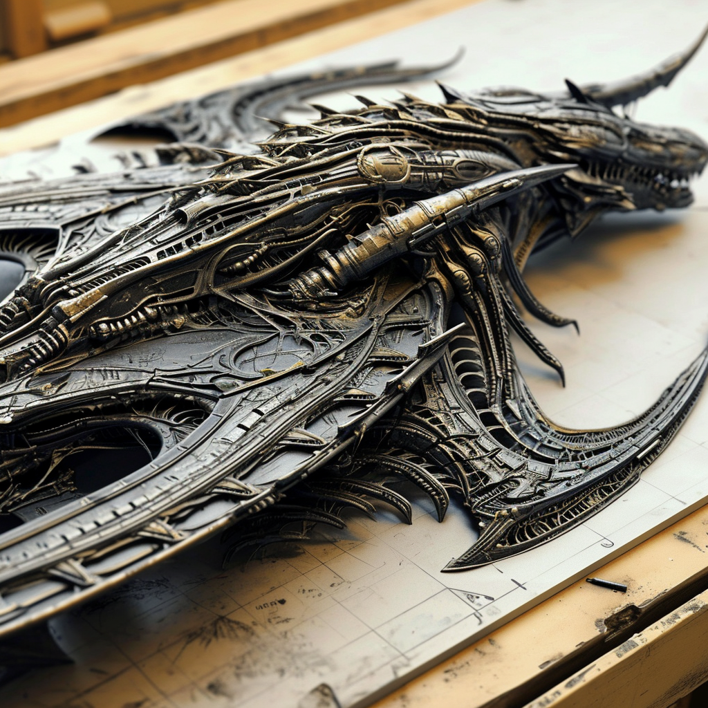 Intricate Dragon Spaceship Design