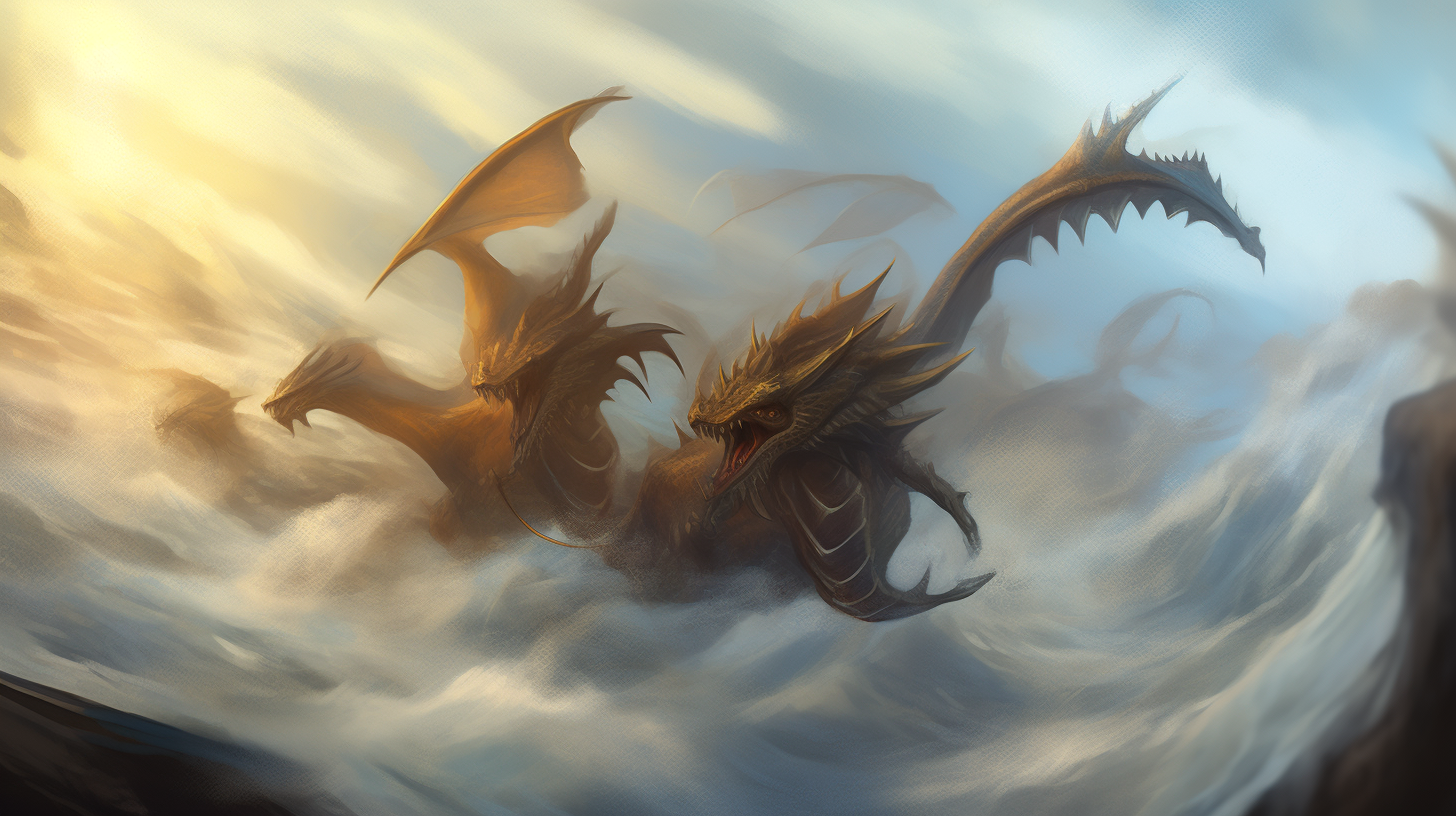 Beautiful dragons swimming in the deep