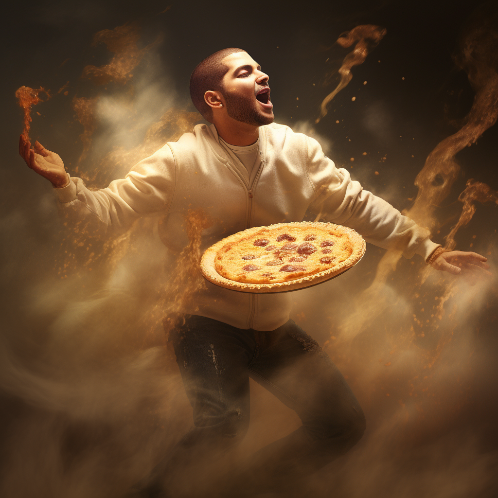 Drake enjoying the aroma of a smoking pie