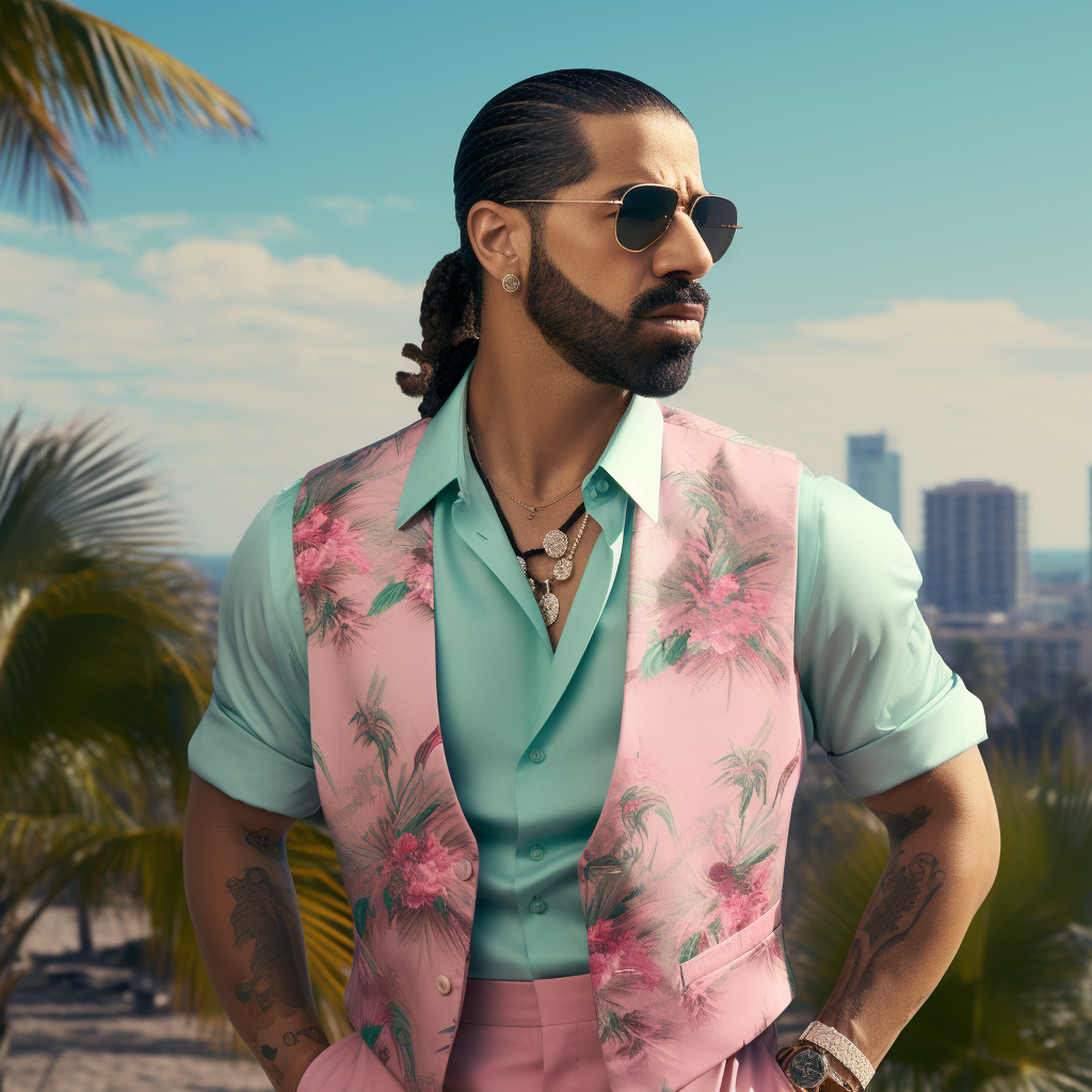 Drake with Miami Vice Aesthetics