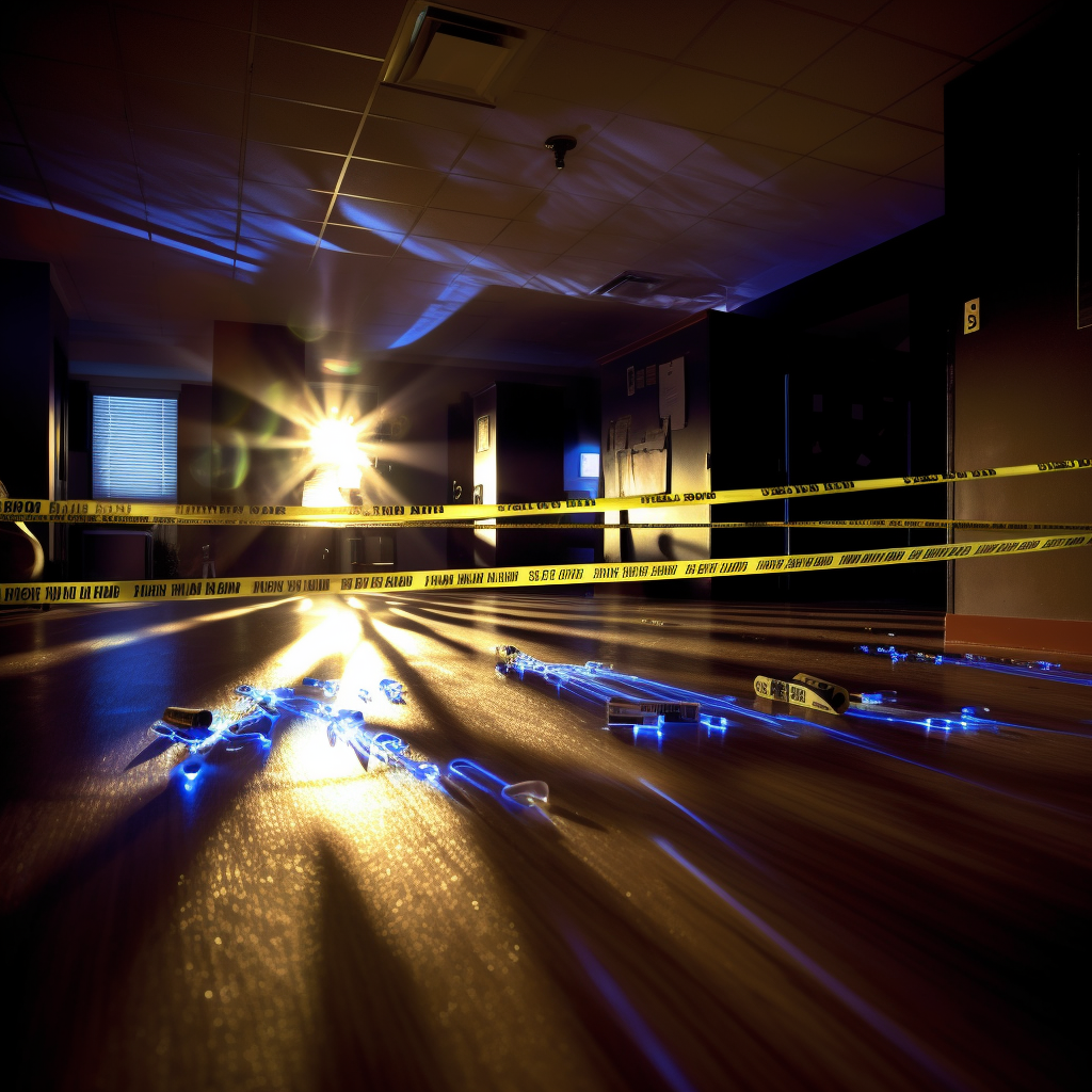 CSI crime scene with dramatic lighting