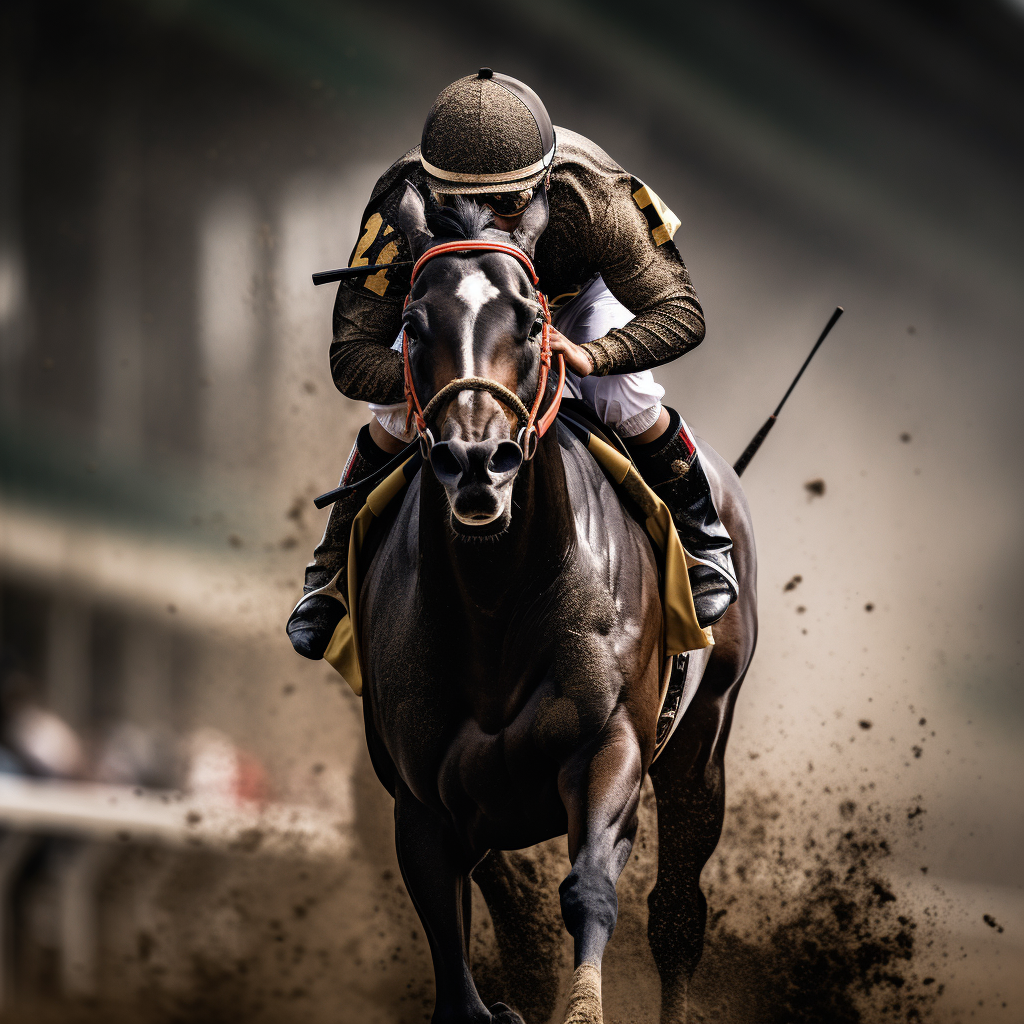 Black race horse winning Kentucky Derby