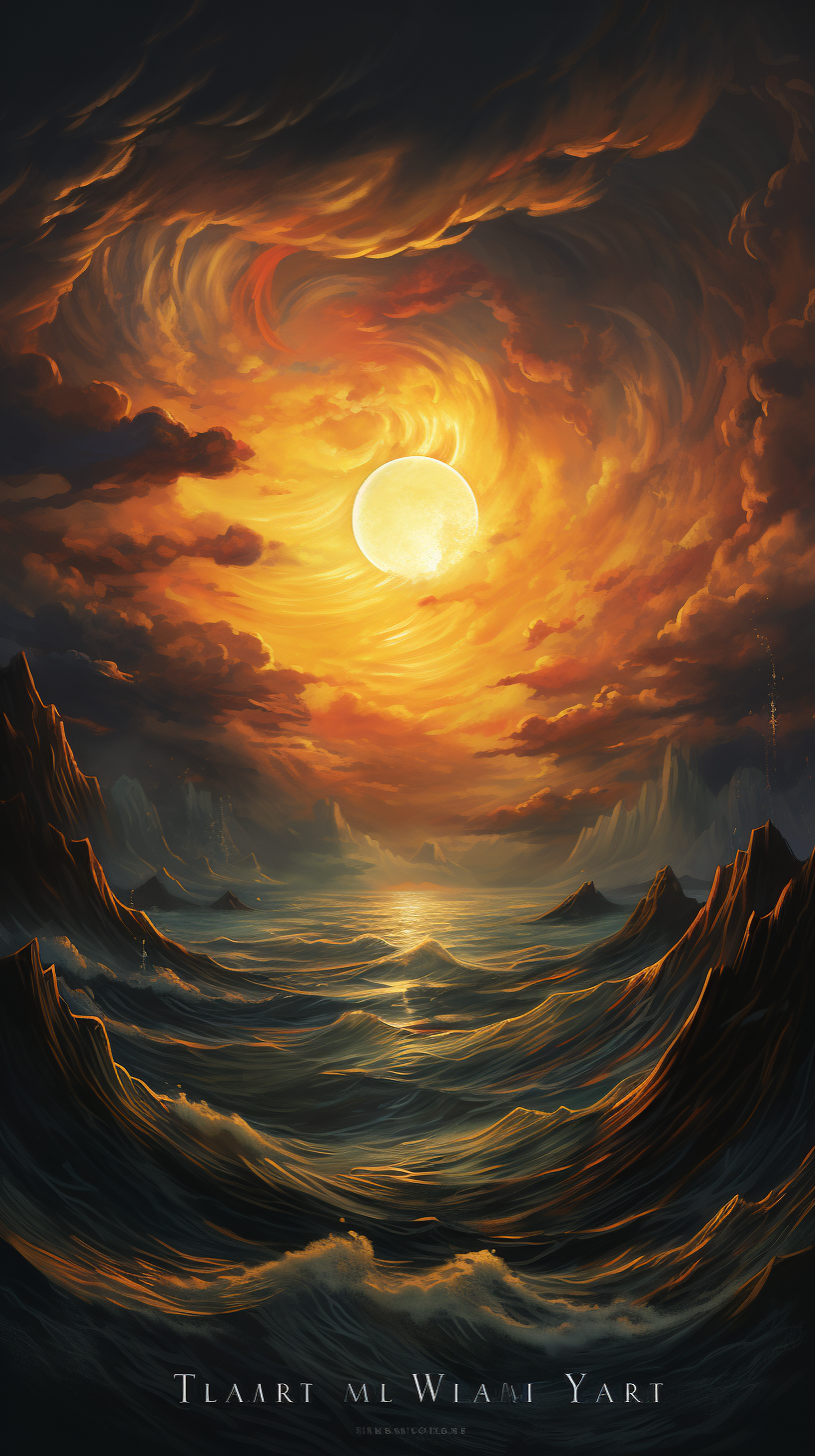 vibrant sun above turbulent sea