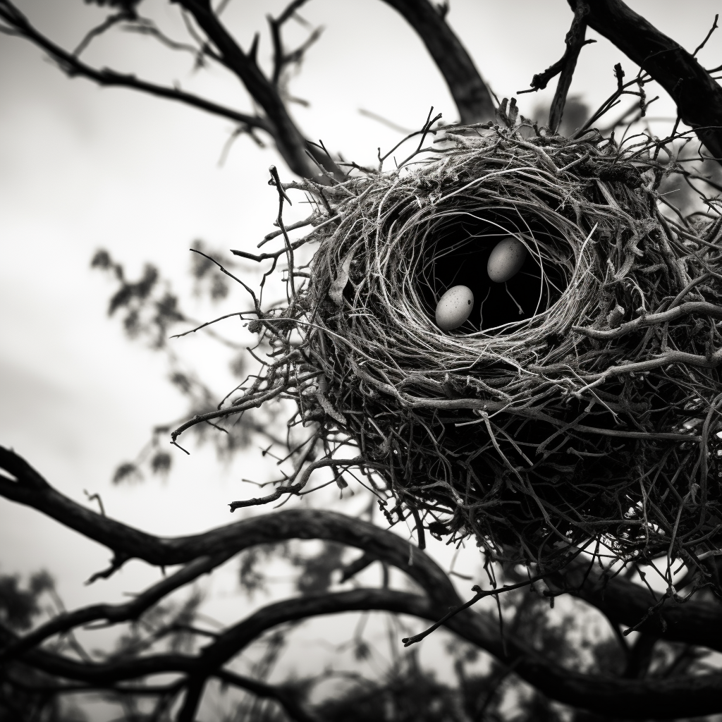 Birds Nest in Tree - Dramatic Scene