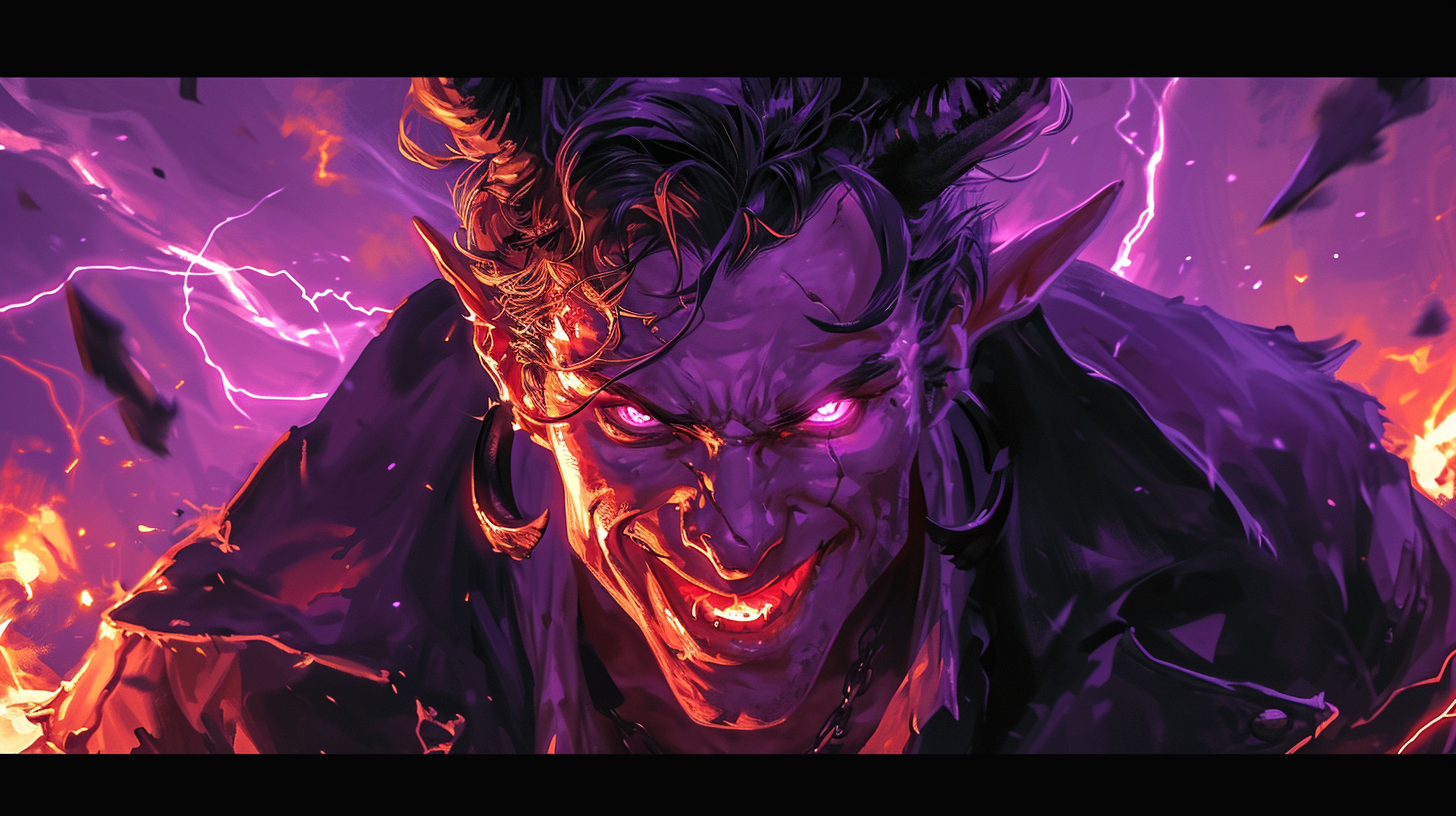 Dramatic portrait of a demon man