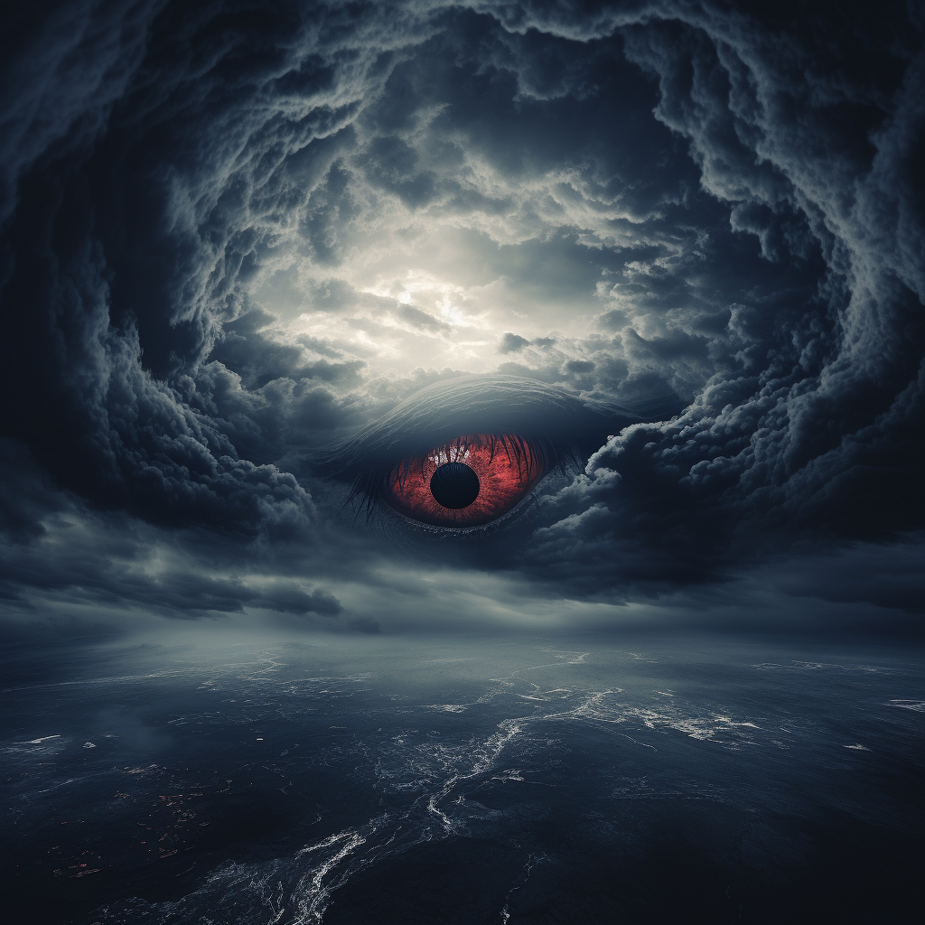 Ominous Eye Peering Through Clouds