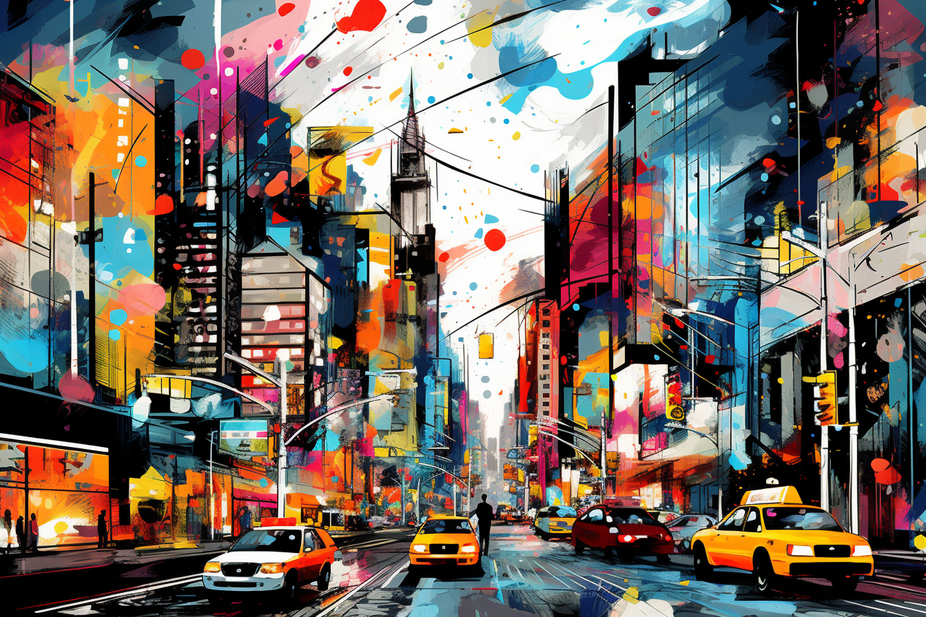 Vibrant surreal New York City artwork