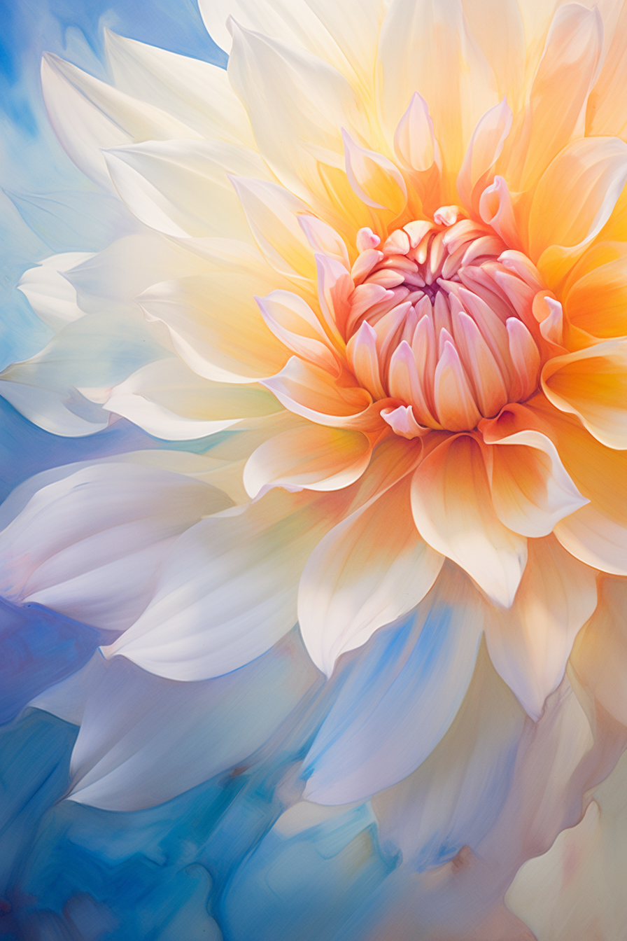 Dreamy Blooming Dahlia in Oil Painting