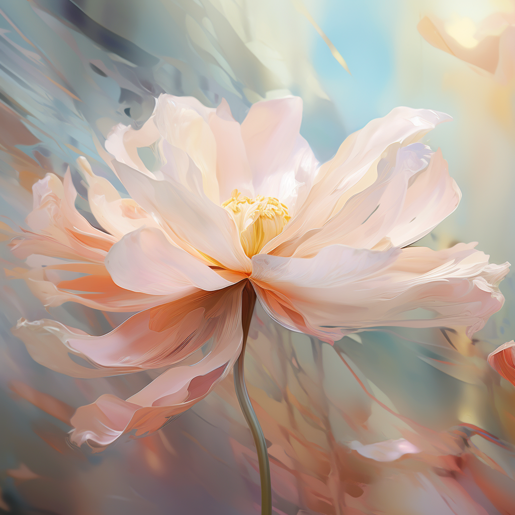 blooming flower oil painting soft hues