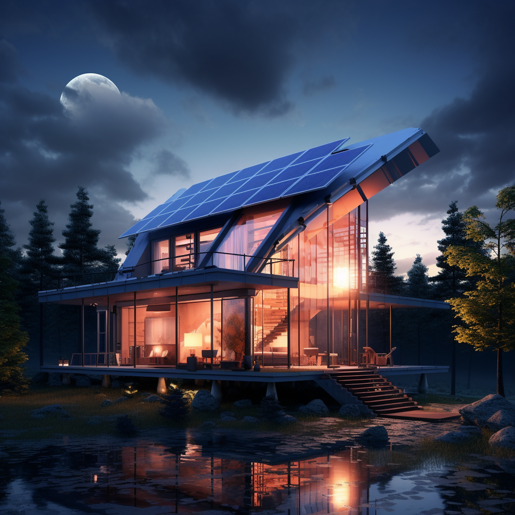 Solar energy house in dreamy techy look