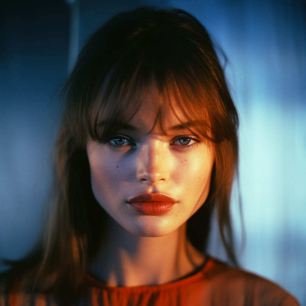 Close-up portrait of young woman in dreamy lighting