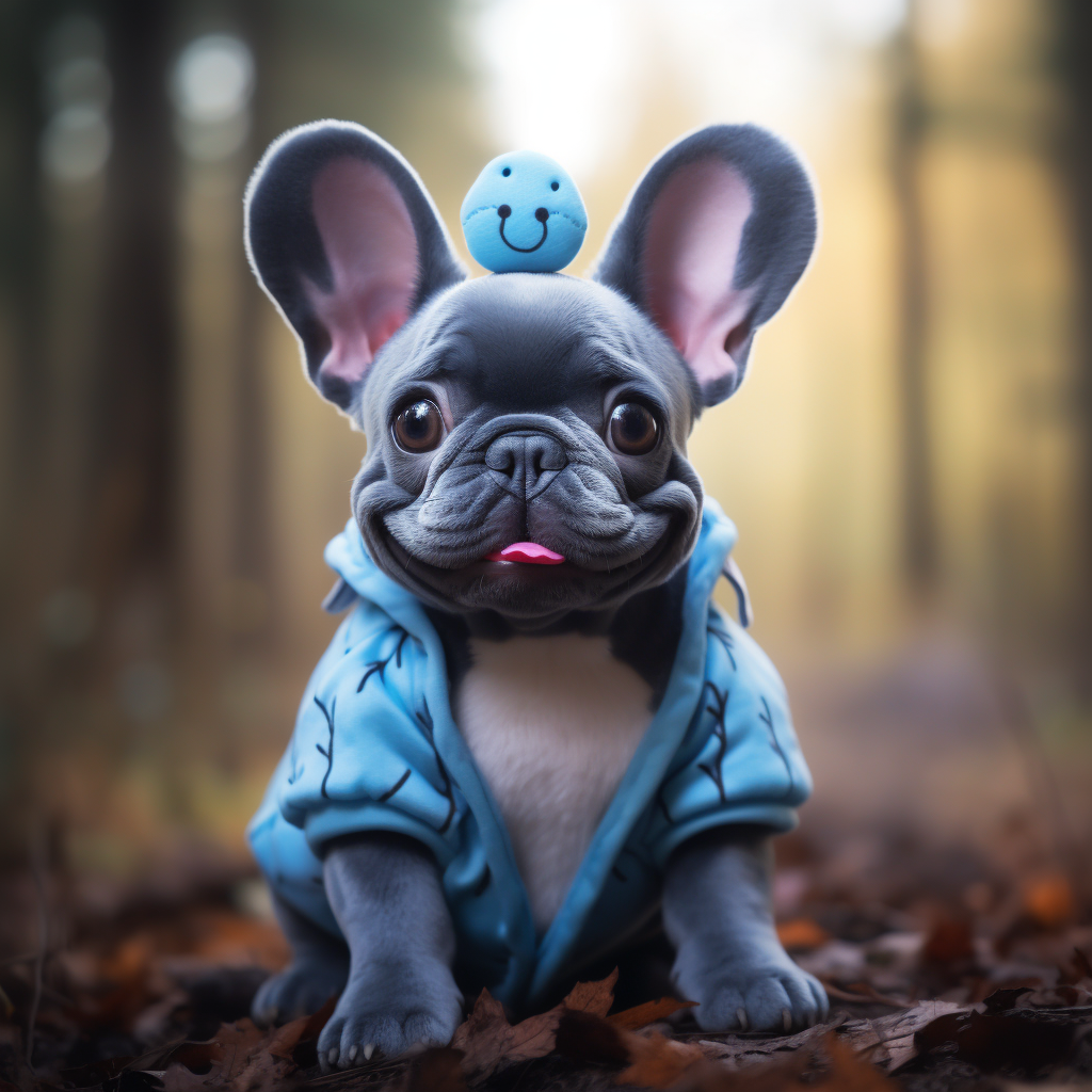 French Bulldog dressed as Stitch