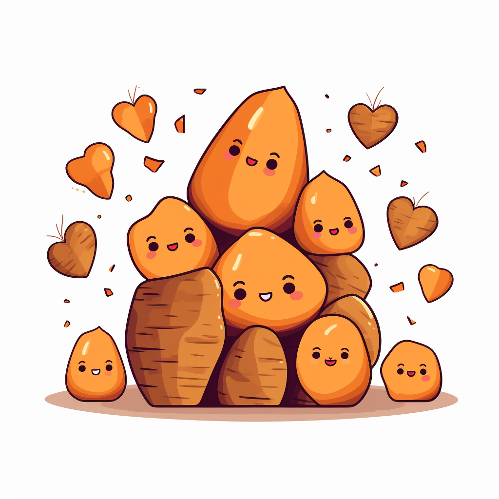 Cute hand-drawn dried sweet potatoes