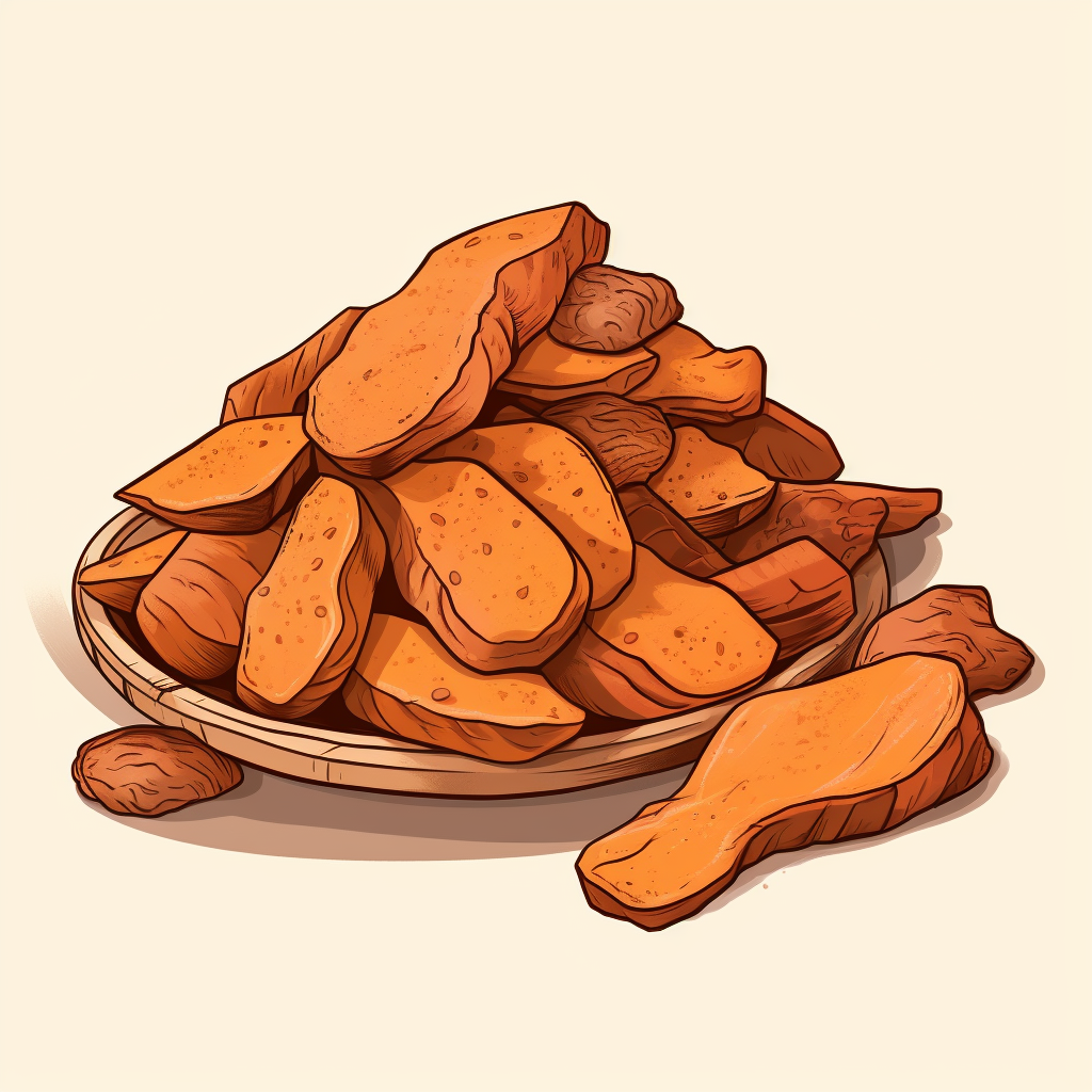 Hand-drawn cartoon of dried sweet potato