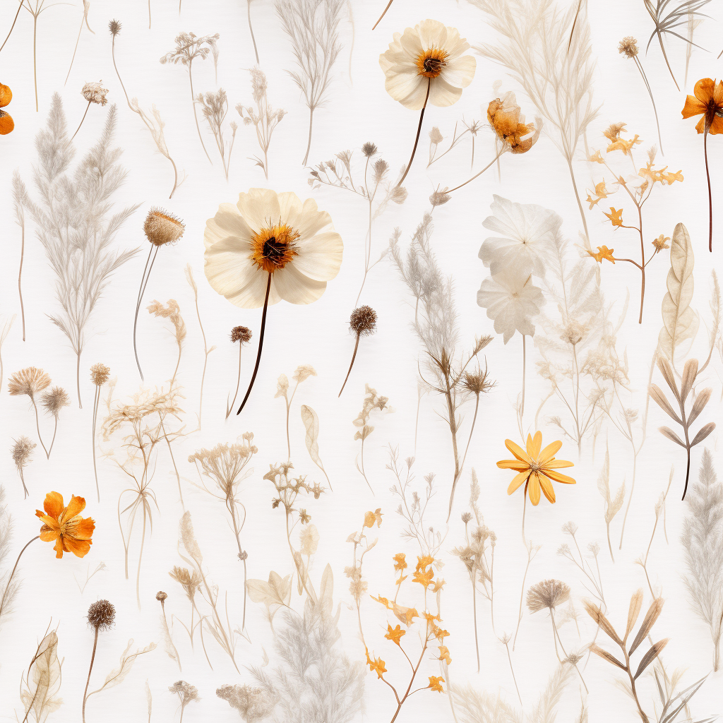 Photorealistic dried wildflowers on paper