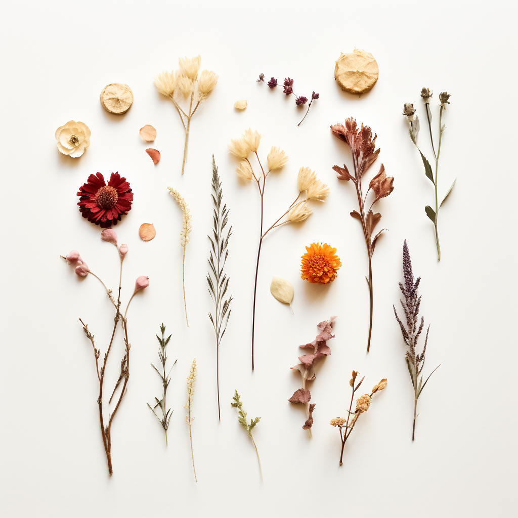 Beautiful dried flowers on white background