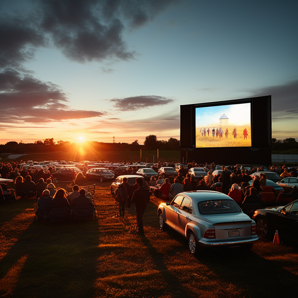 Sparking car aerial at drive-in cinema