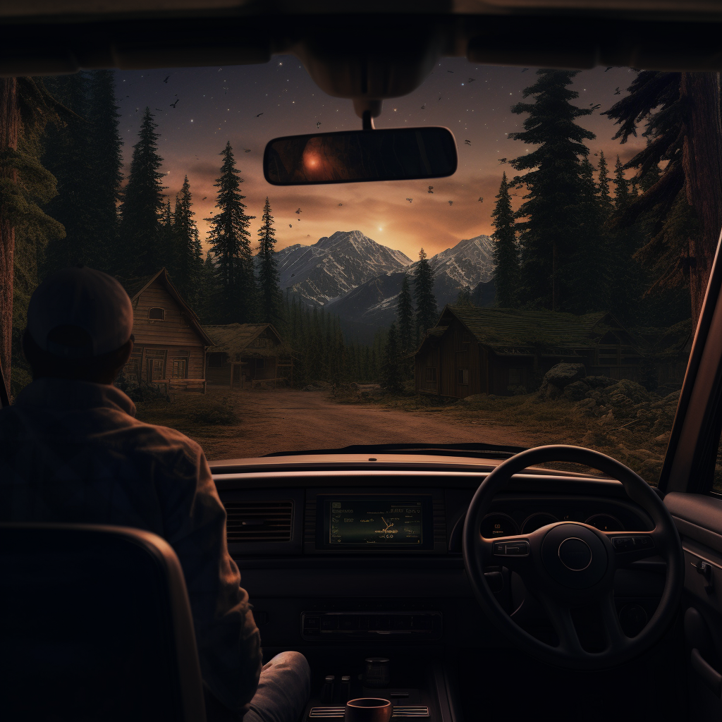 Person Driving to Secluded Cabin