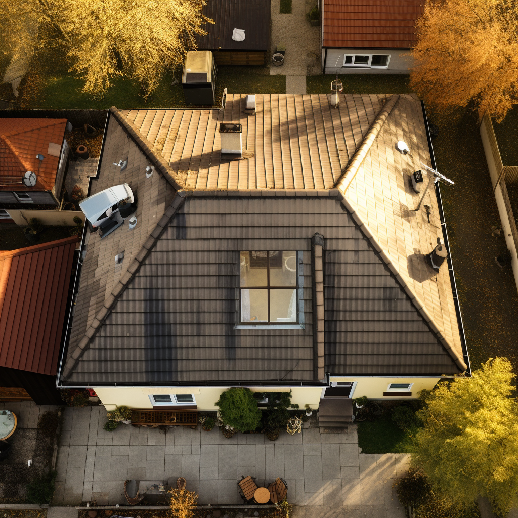 Aerial view of house rooftop