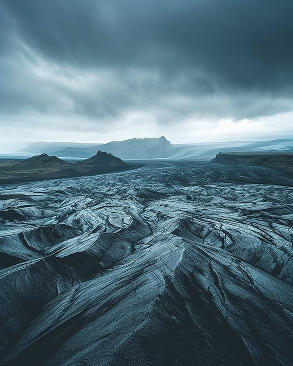 Moody Iceland Glacier Drone Shot