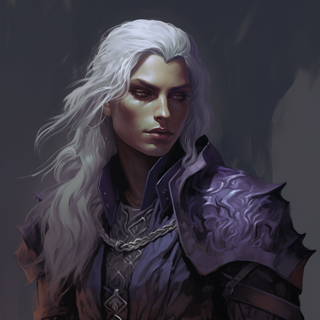 Drow Half-Elf Male Rogue with Lilac Purple Skin