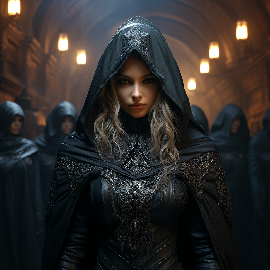 Beautiful Drow Women with Ornate Cloak