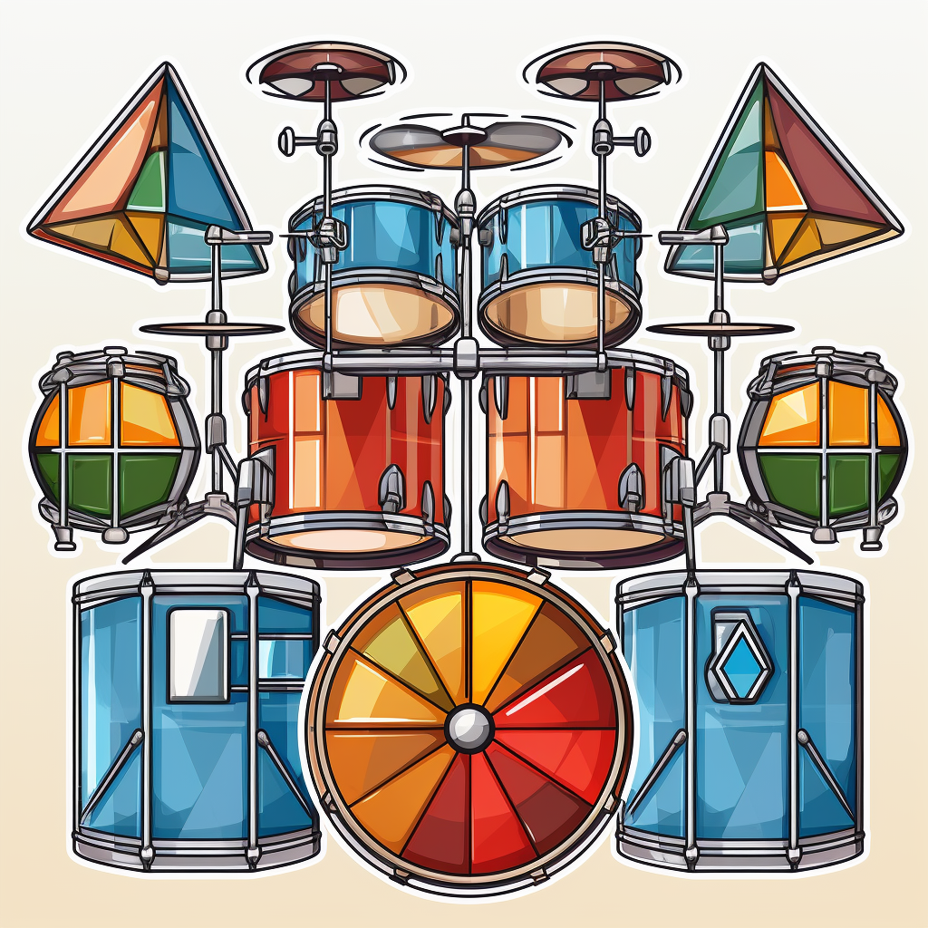 Geometric drums sticker on white background