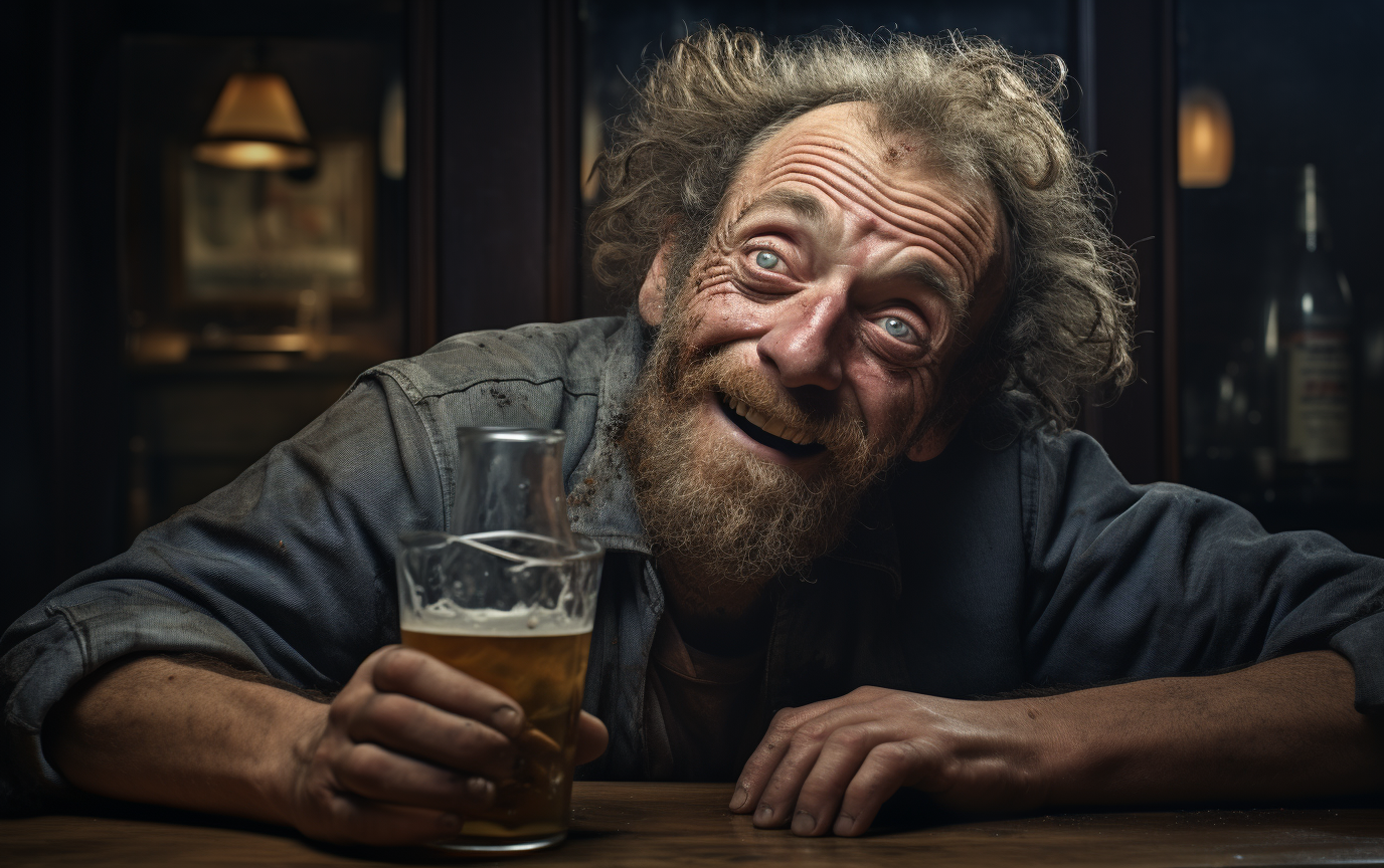 Realistic image of a drunk man