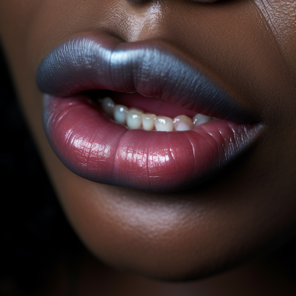 Macro of a Drunk Overweight Black Woman's Mouth