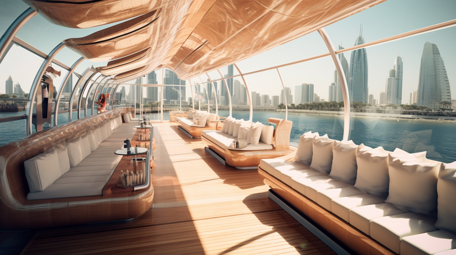 Inside view of a Dubai bay boat