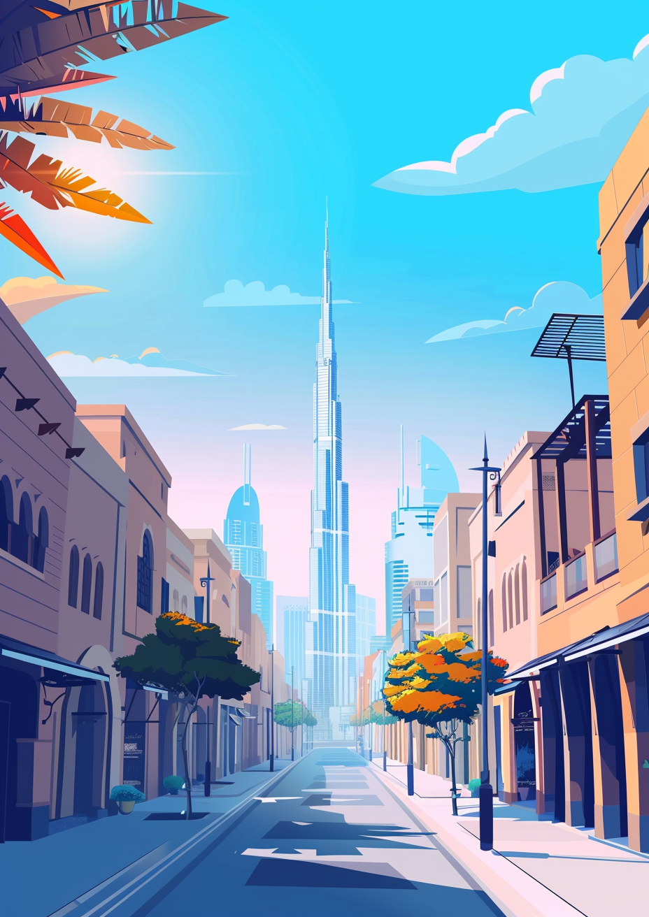 Modern Dubai Burj Khalifa Illustration